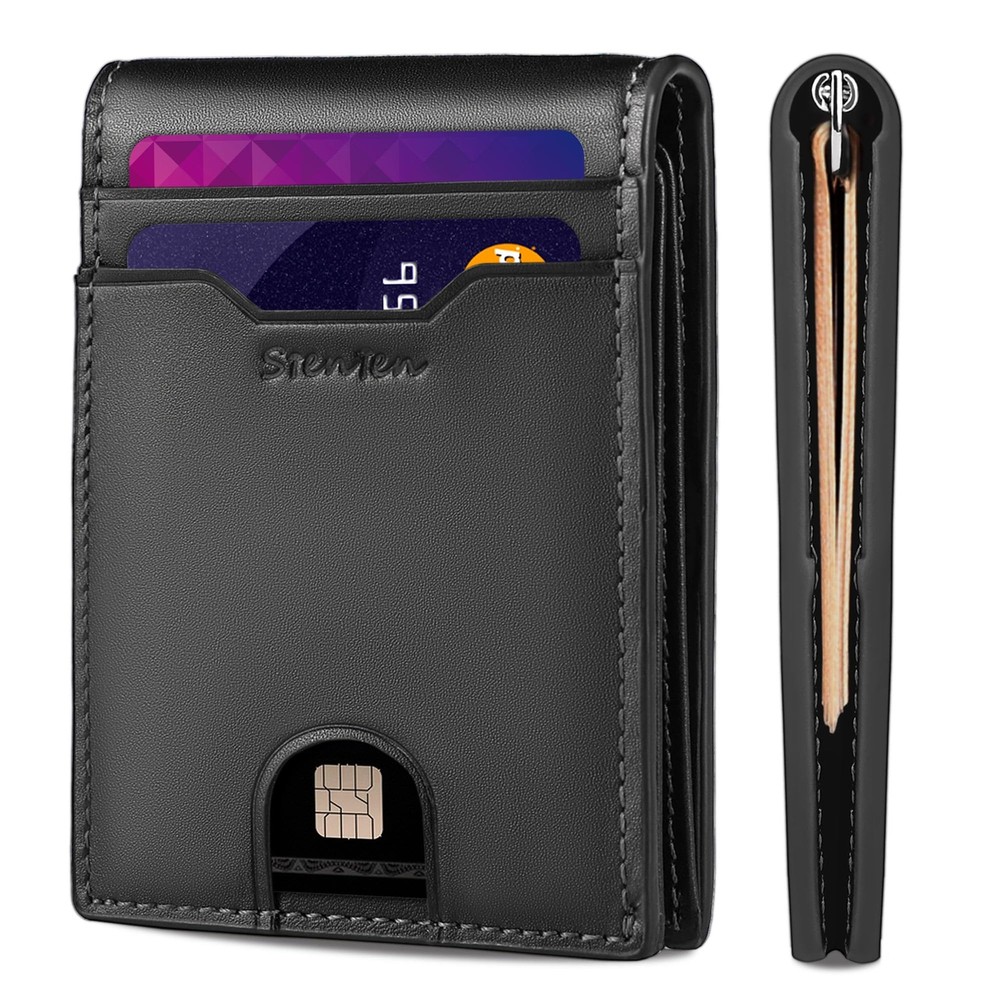 Slim RFID Blocking Leather Wallet for Men with Money Clip - Minimalist Design  