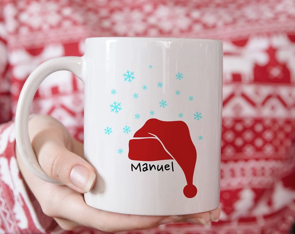 Custom Christmas Hat Mug with Name – Hot Chocolate Mug for Kids