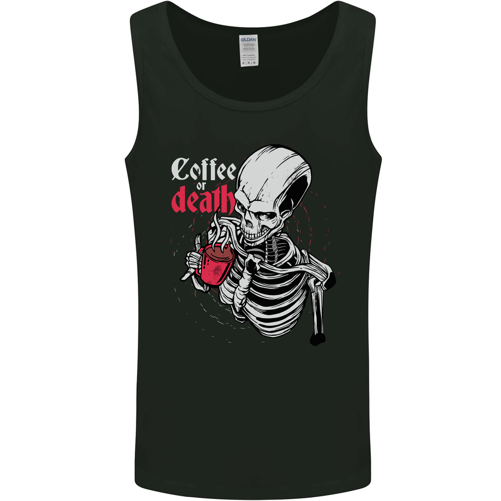 Coffee or Death Skull Mens Vest Tank Top