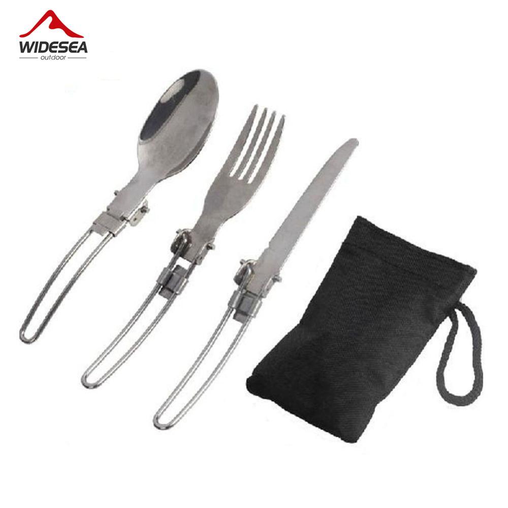 3 Pcs 1 Set Portable Outdoor Camping Travel Picnic Foldable Stainless Steel