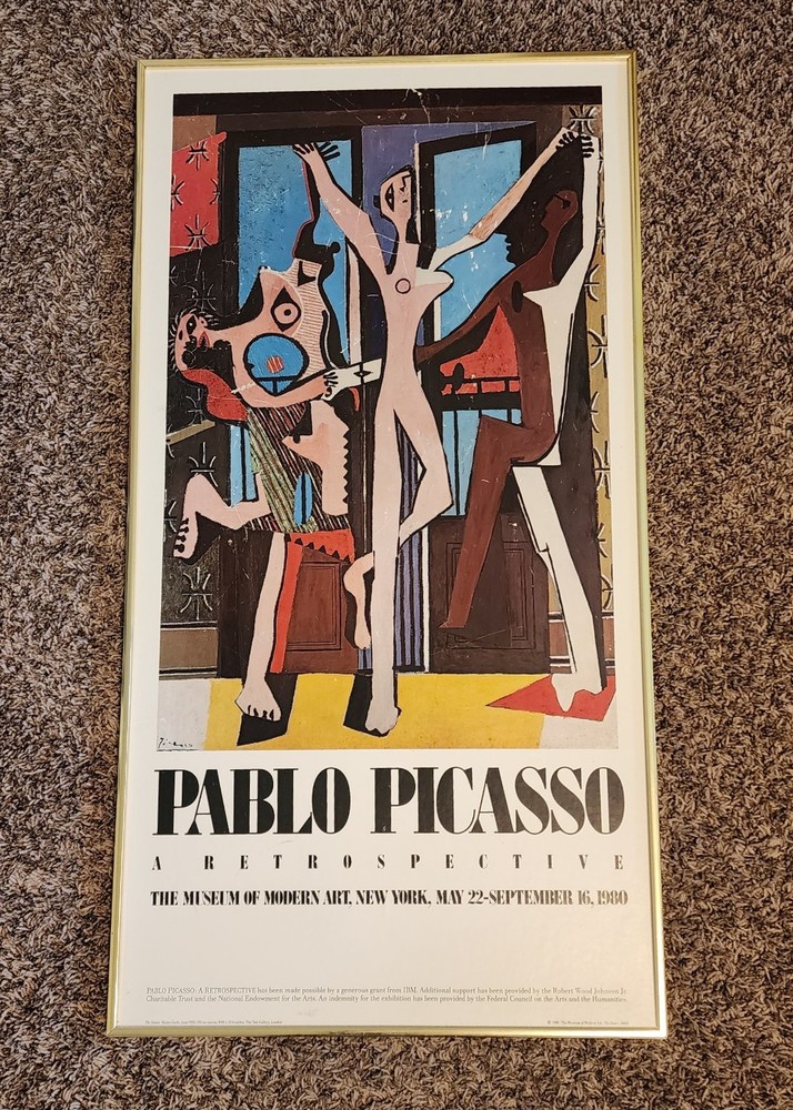 Vintage PICASSO Retrospective Museum of Modern Art Exhibition Poster 1980 Framed