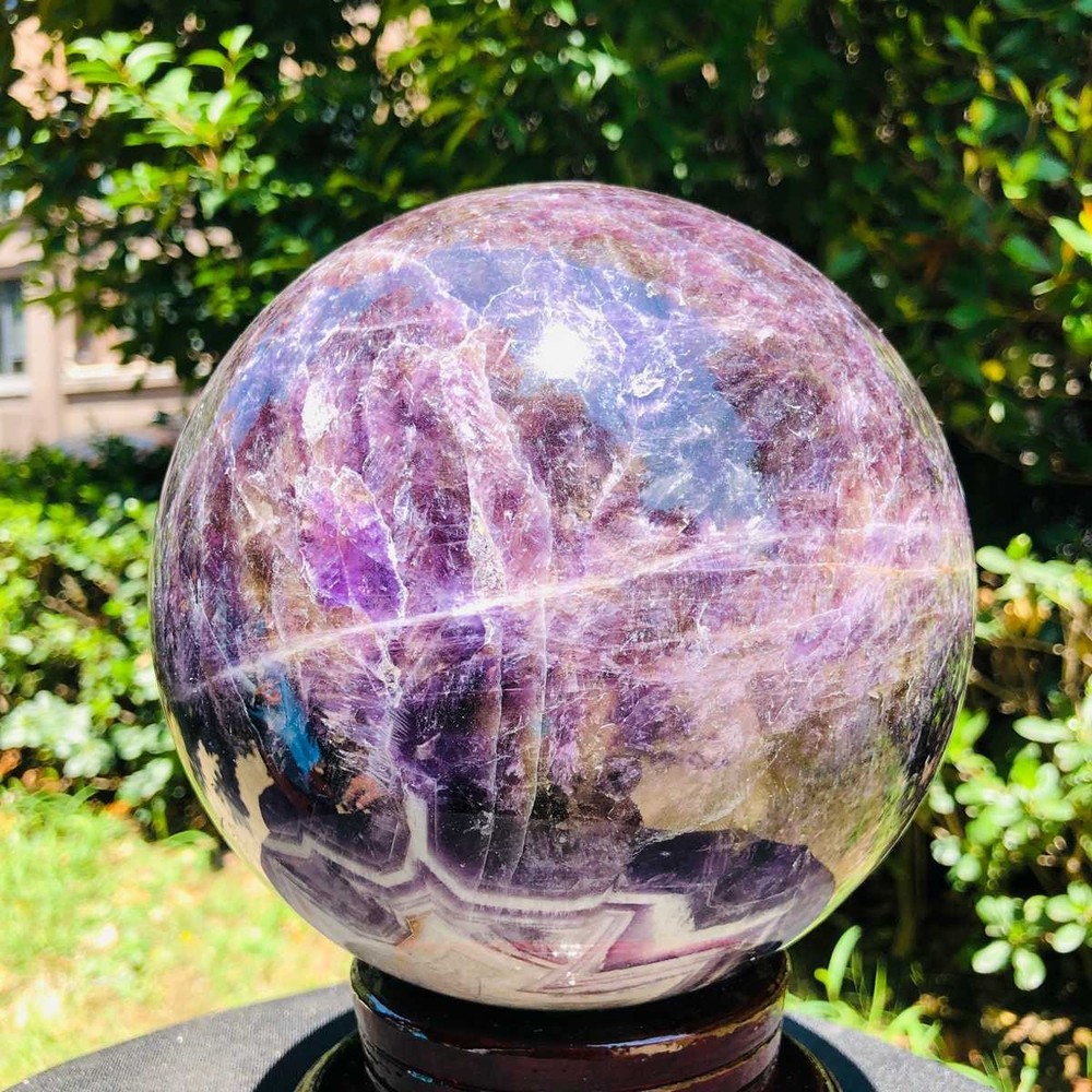 5660G Natural Beautiful Dream Amethyst Quartz Crystal Sphere Ball Healing 1631