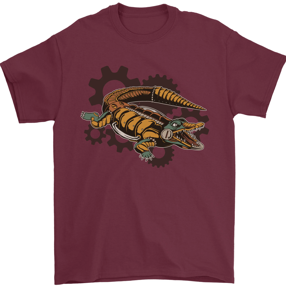 Steampunk Crocodile Alligator Mens T-Shirt 100% Cotton