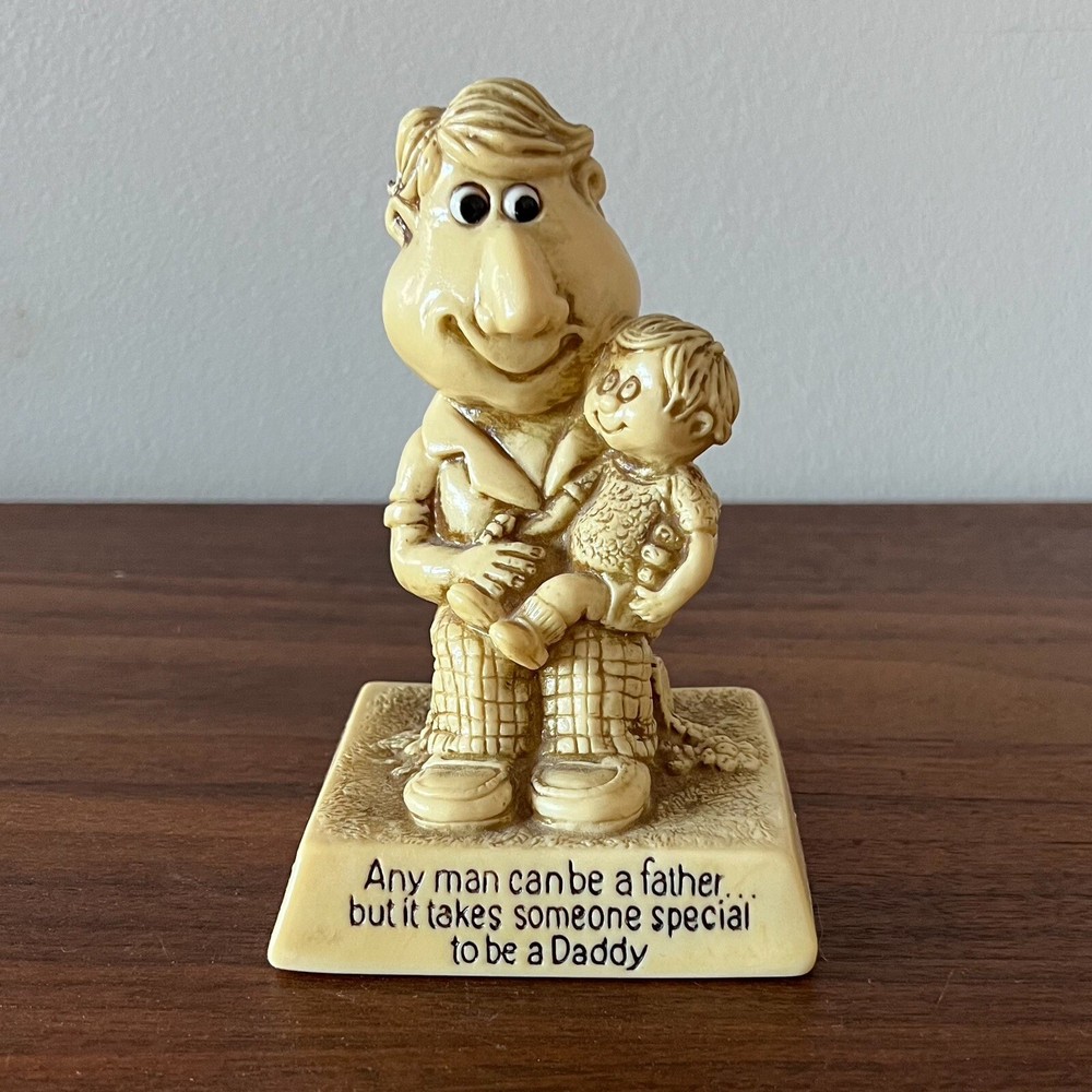 Vintage Russ Berrie & Co. 1976 Any Man Can Be A Father Figurine 4 7/8” Tall