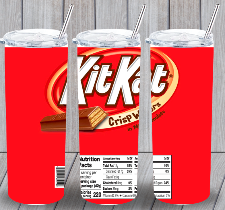 Kit Kat Crisp Wafers Multicolor 20oz Insulated Tumbler Lid Plastic Straw New