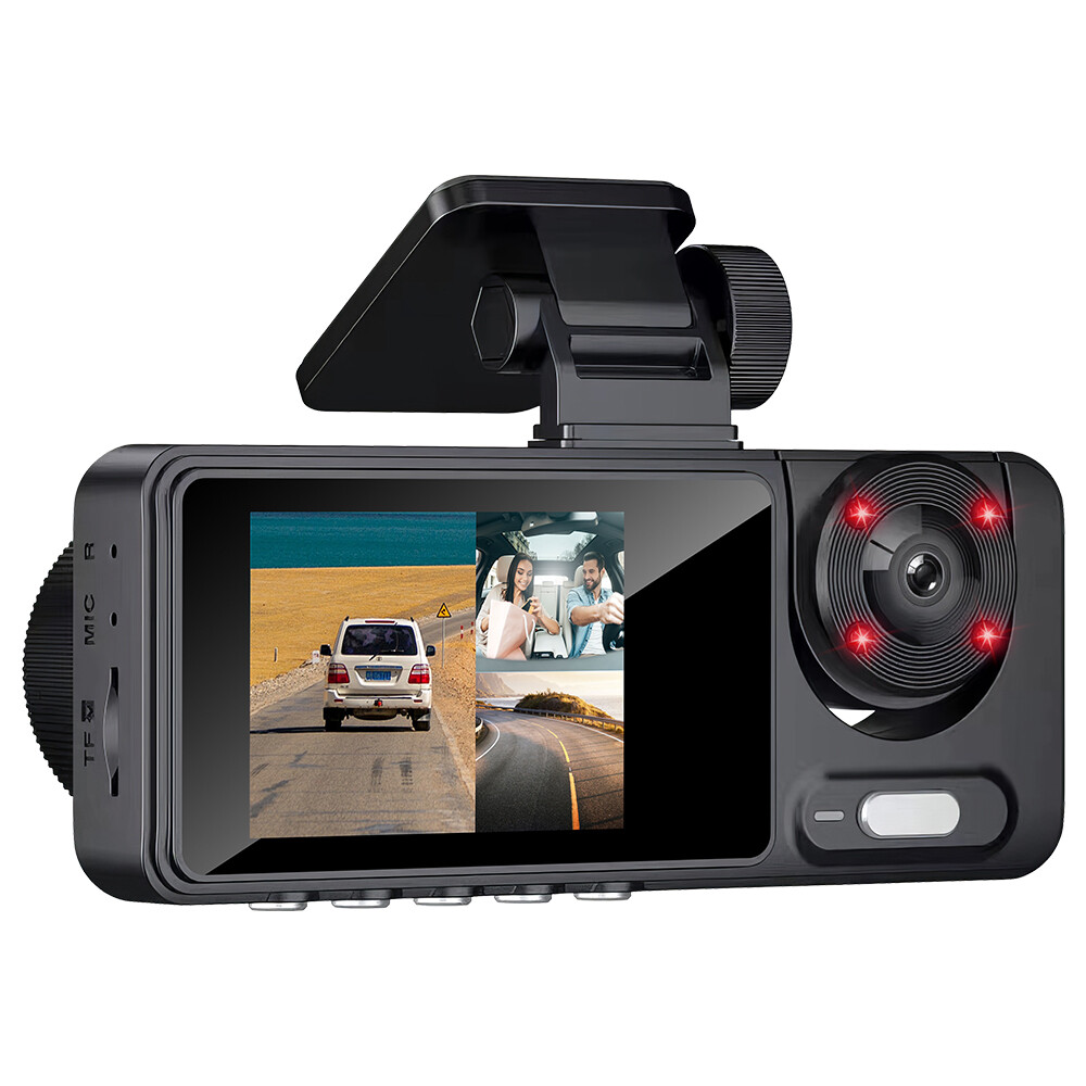 HD 1080P Car Dual Lens Dash Cam Front/Rear/Inside Video with Free 64 GB SD Card