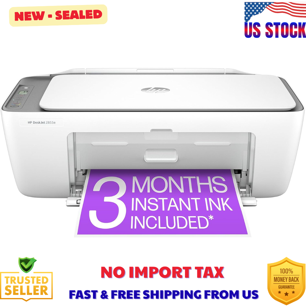 HP - DeskJet 2855e Wireless AI-Enabled All-in-One Inkjet Printer with 3 Month In