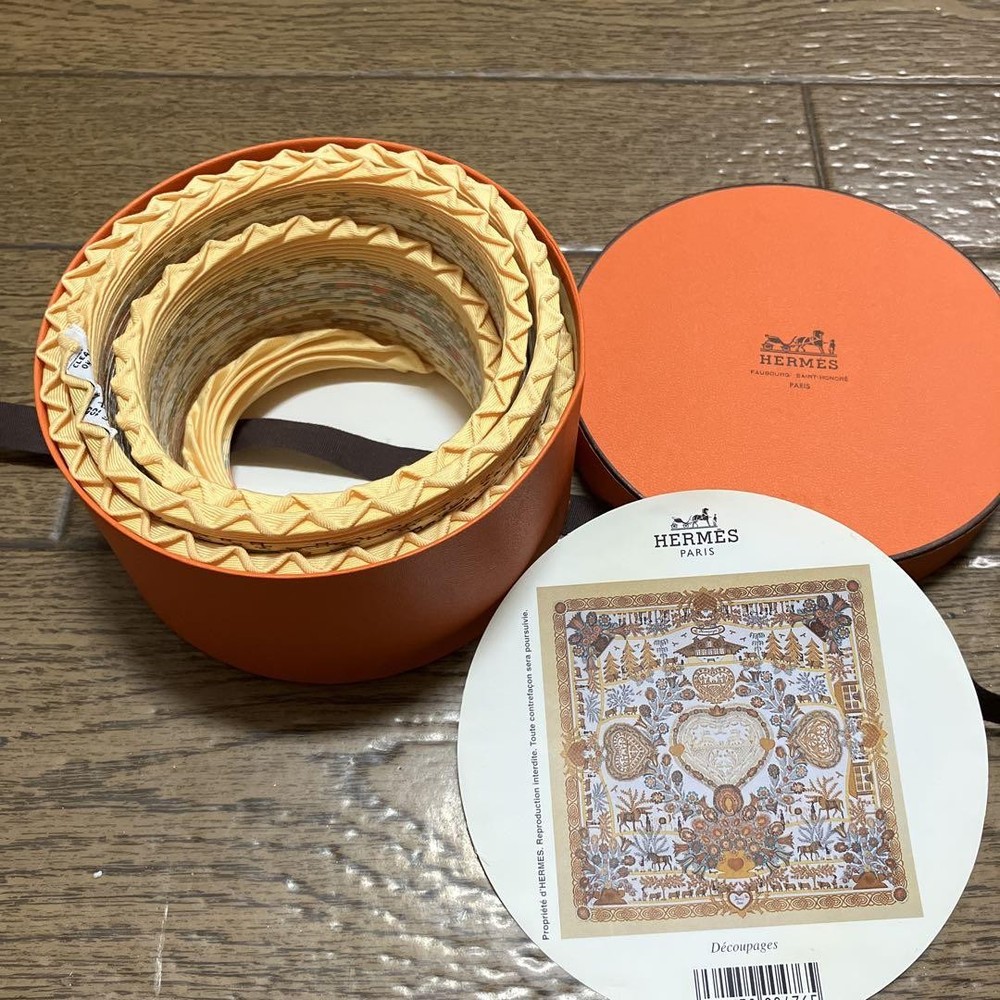 Hermes Carre Presé Pleated Scarf Decoupattern Unused with Box Japan Import