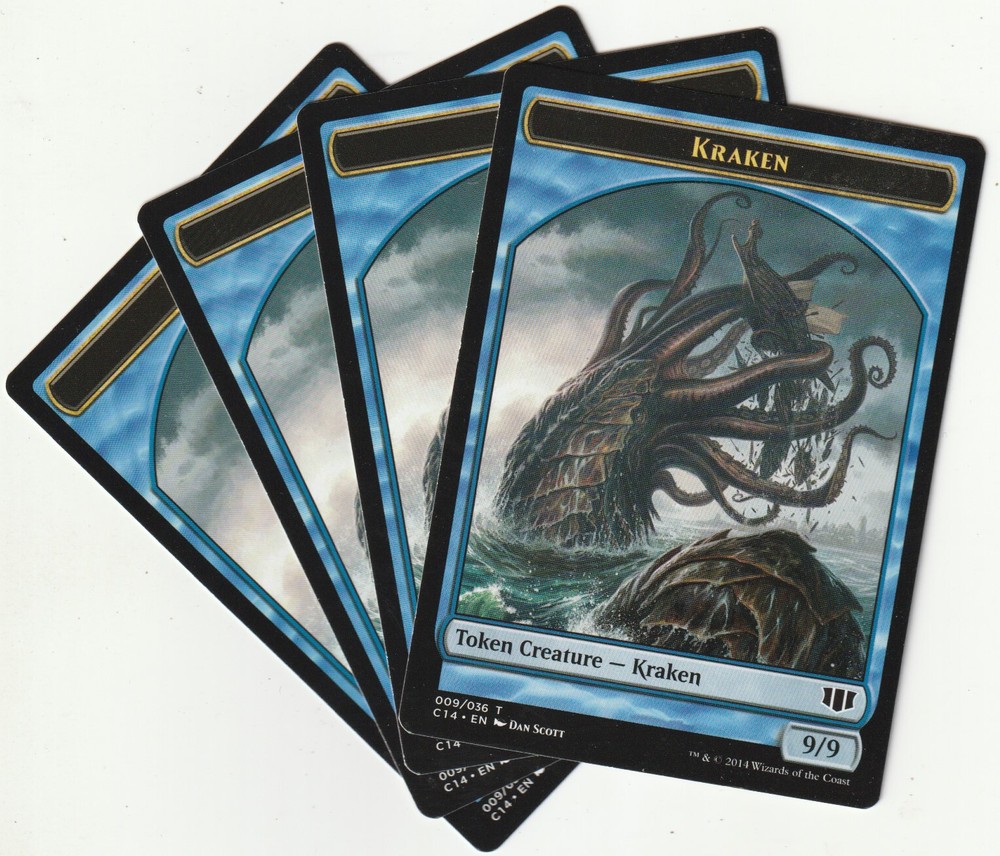 4 MTG Kraken & Zombie Double Token Playset – C14 NM/EX Condition