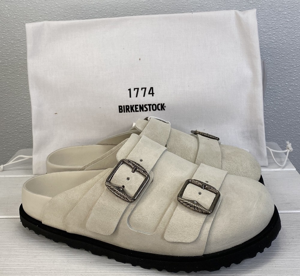 1774 Birkenstock 2222 West Suede Two-Strap Sandal Women Size 6 Cream Casual Clog