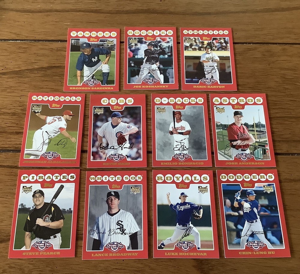 2008 Topps Opening Day Baseball ROOKIES 11 Card Lot Red