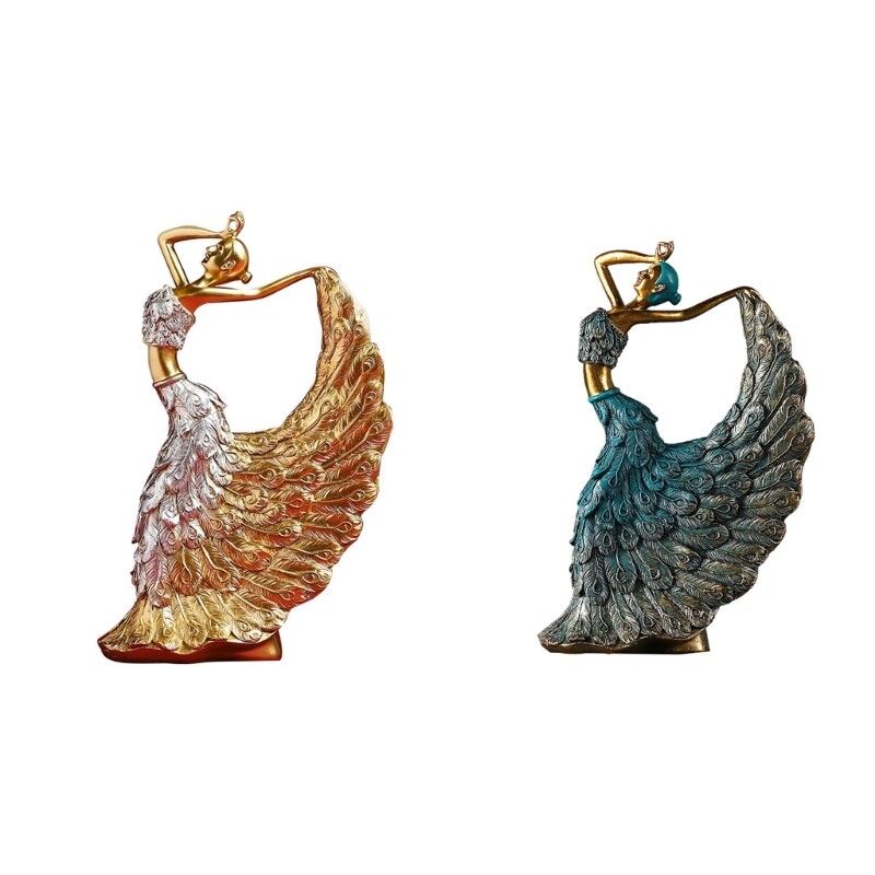 Elegant Peacock Figurine Resin Dancer Statue Decorative Object