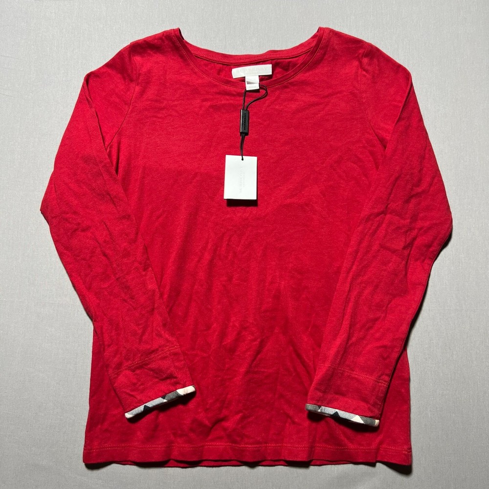 Burberry Girls Military Red Classic Long Sleeve Tee Size 10Y