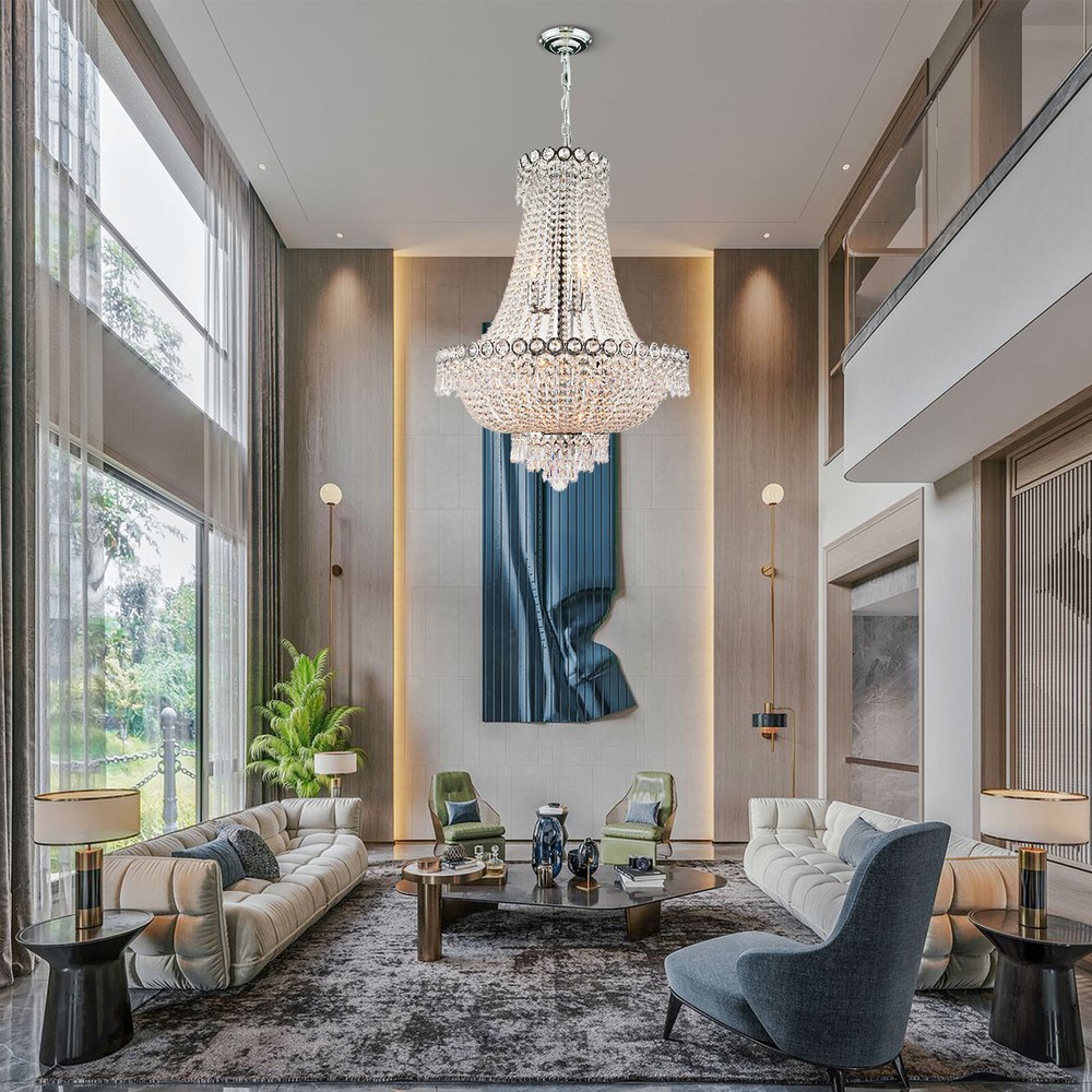 Modern French Empire Crystal Chandelier Elegant Hanging Lamp E12 Pendant Light