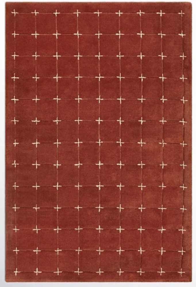 Mallory Hand Tufted Wool Area Rug, Checkered Nordic Design, Indoor Living Room,