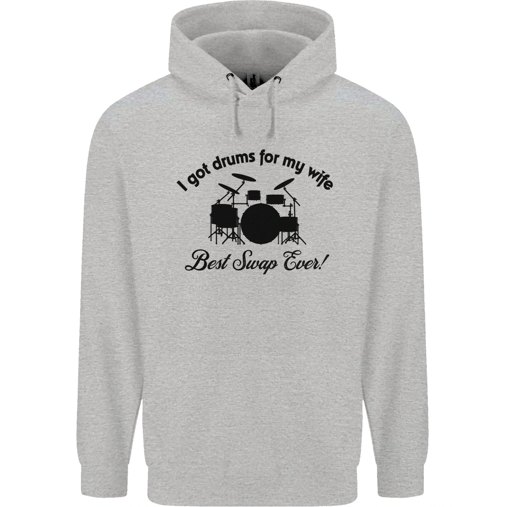 Drums for My Wife Drumming Drummer Mens 80% Cotton Hoodie