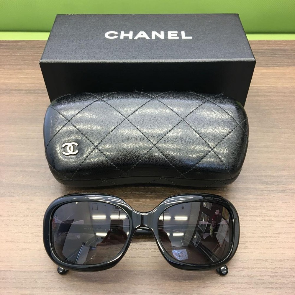 CHANEL 5170-A Black Sunglasses Ribbon Side Coco Mark Logo Plastic Frame #6
