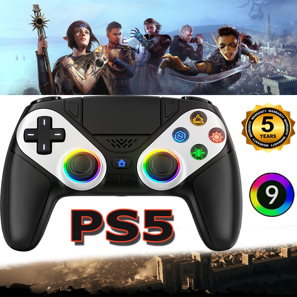 (1-PACK) For Sony Playstation 5 PS5 DualSense Wireless Black Controller w/ Flash