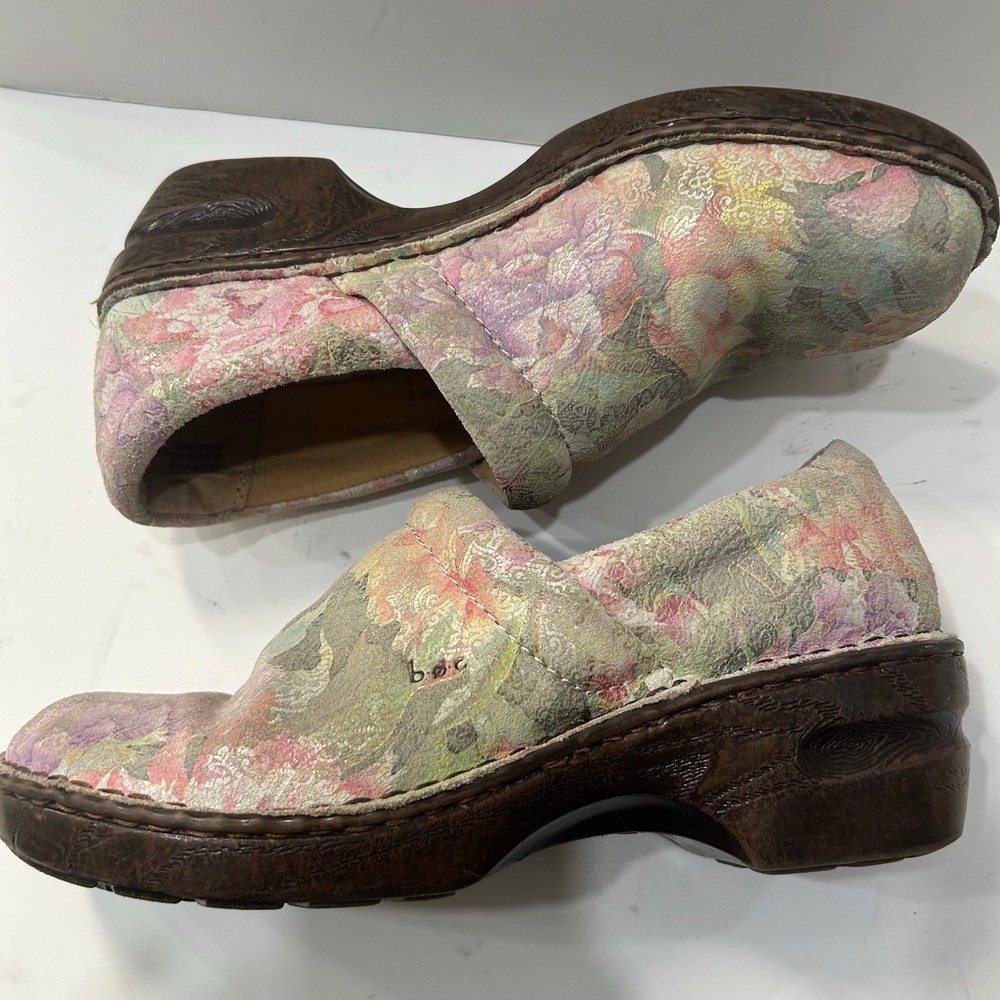 b.o.c Born Concepts Floral Leather Clogs Slip On Comfort Shoes Size 12