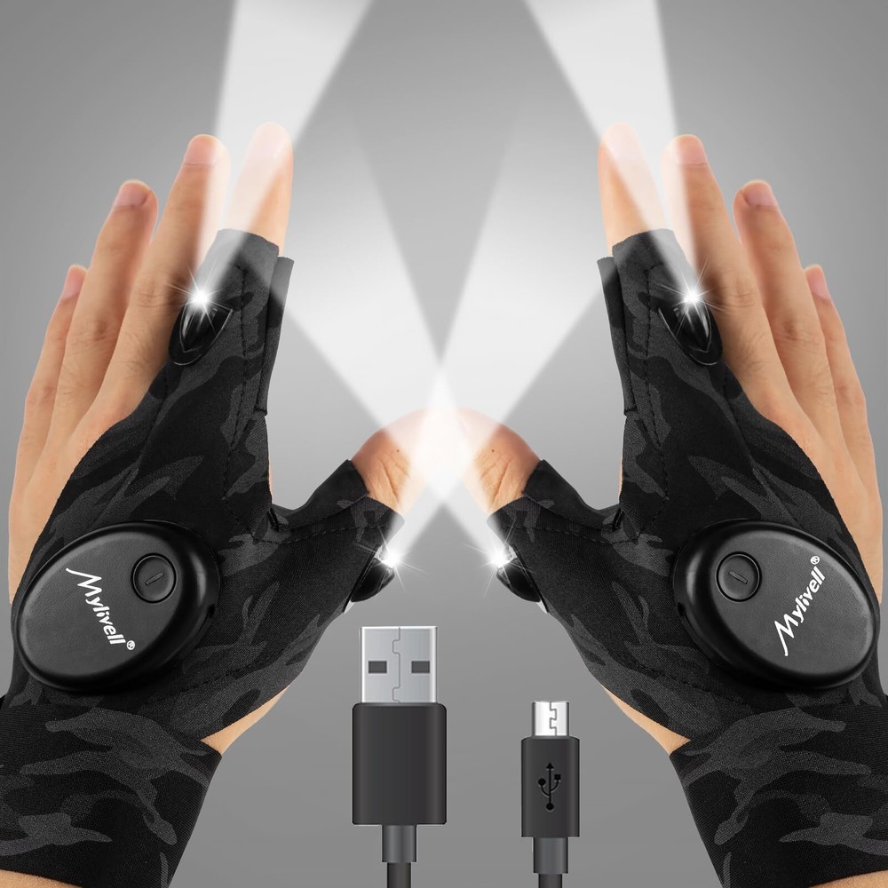 Fathers Day Dad Gifts from Daughter Son Wife LED Flashlight Gloves Gifts for ...-image