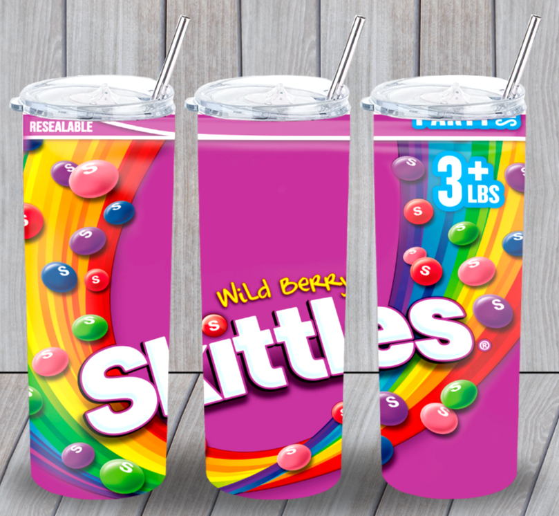 Skittles Wild Berry вечеринка размер многоцветный 20 унций изолированный стакан крышка солома новый