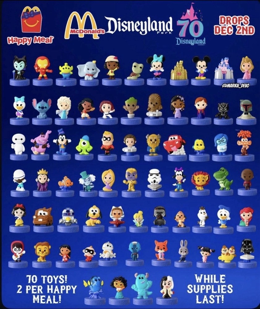 YOU PICK BY NUMBER - 2025 McDonald's Disney 70th Anniversary Collectibles Toys