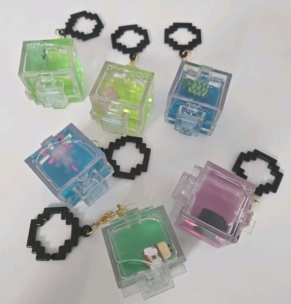 6pcs x Minecraft Water Cube Floating Figure Keychains Charm Backpack Hanger Gift
