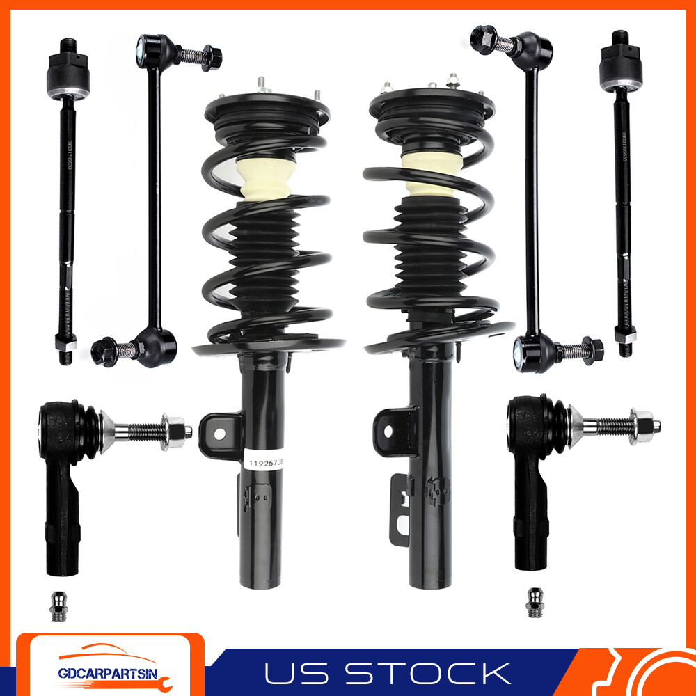 8pc Front Suspension Kit for 2010-2012 Ford Flex - Struts Sway Bars Tie Rods