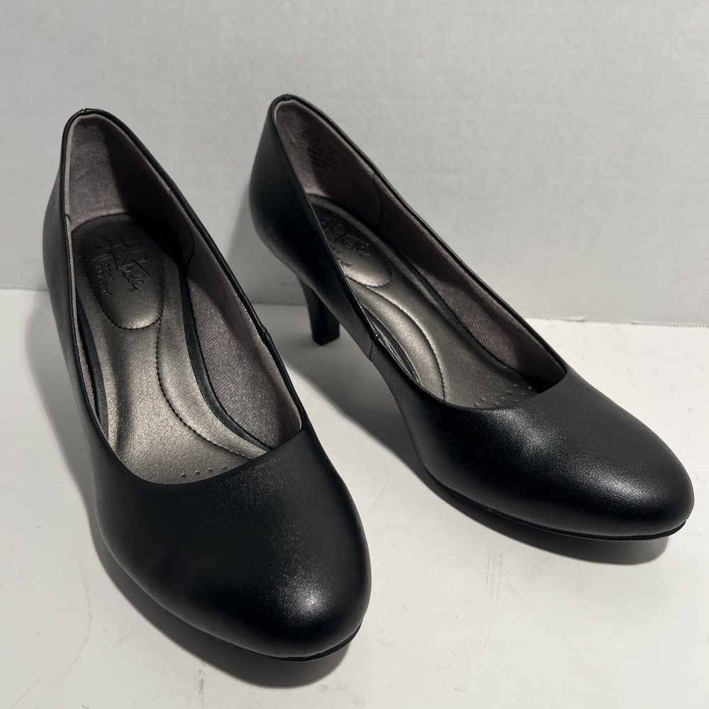 Life Stride Womens 8 - Slip On Soft System Comfort Heel Matte Black Leather