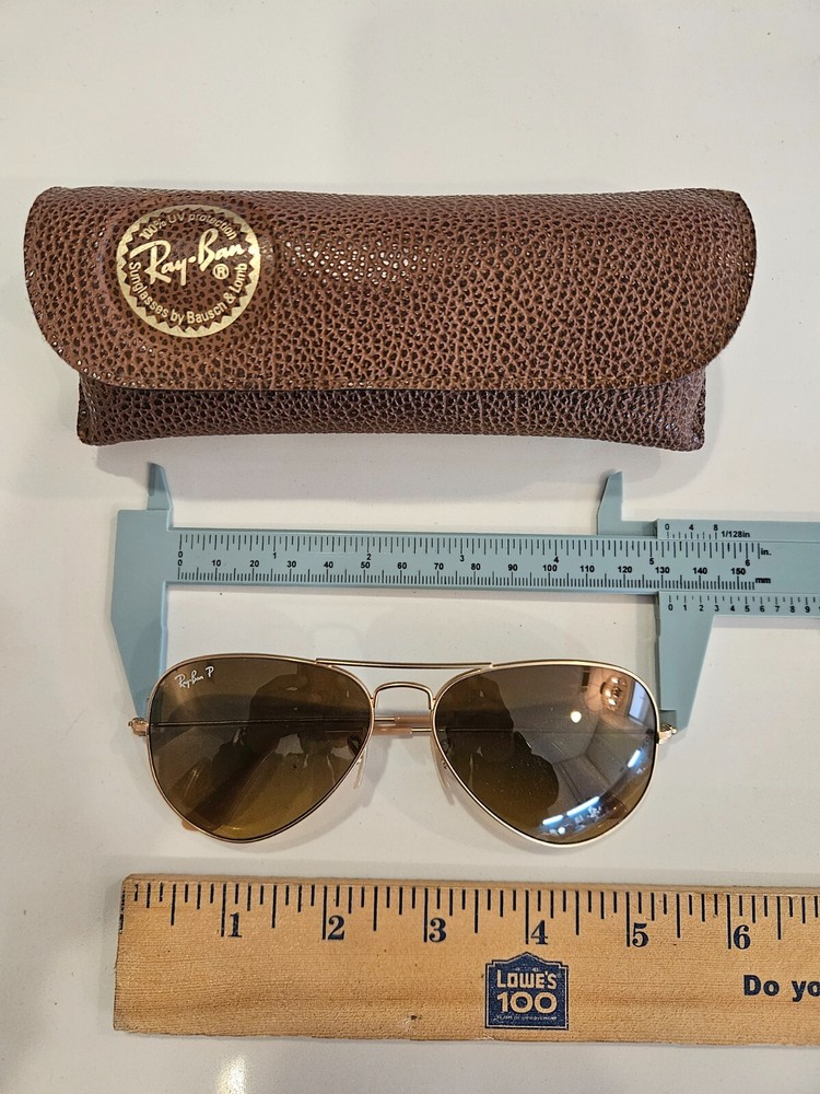 Vintage  Rare Ray-Ban 58014 Aviator Sunglasses Gold Frame Smoke Lenses W/Case