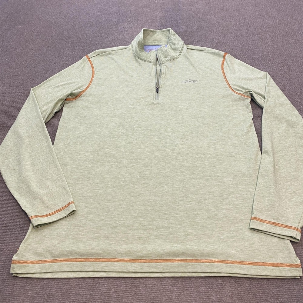 Orvis Pullover Mens Medium Green Trout Bum Quarter Zip Long Sleeve Fishing Shirt
