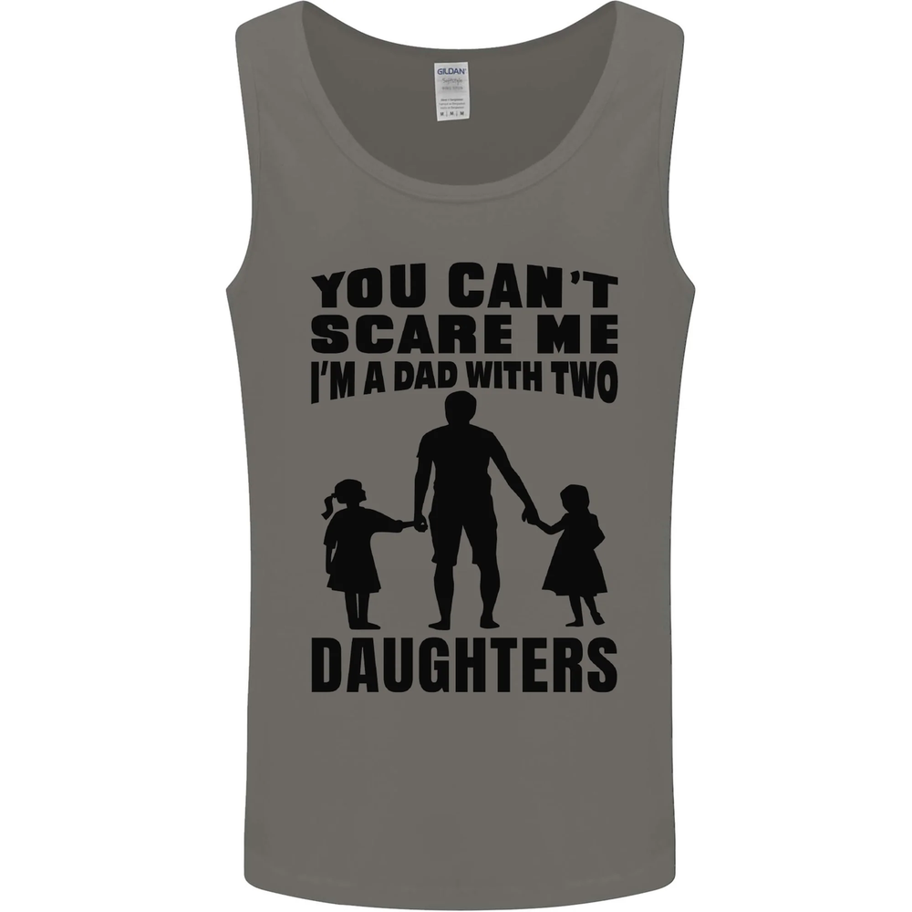 Dad With Two Daughters Funny Fathers Day Mens Vest Tank Top
