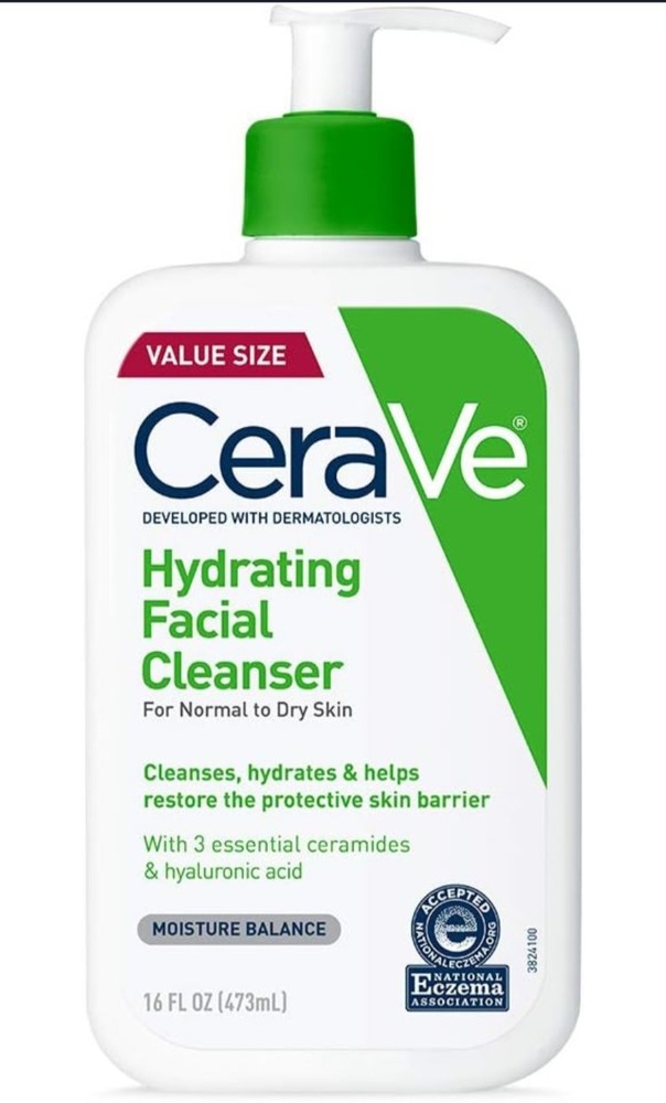 CeraVe Hydrating Facial Cleanser for Dry Skin with Moisturizing Formula  