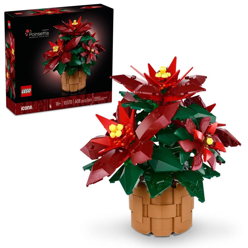 LEGO Icons Poinsettia Building Kit for Christmas Floral Decor