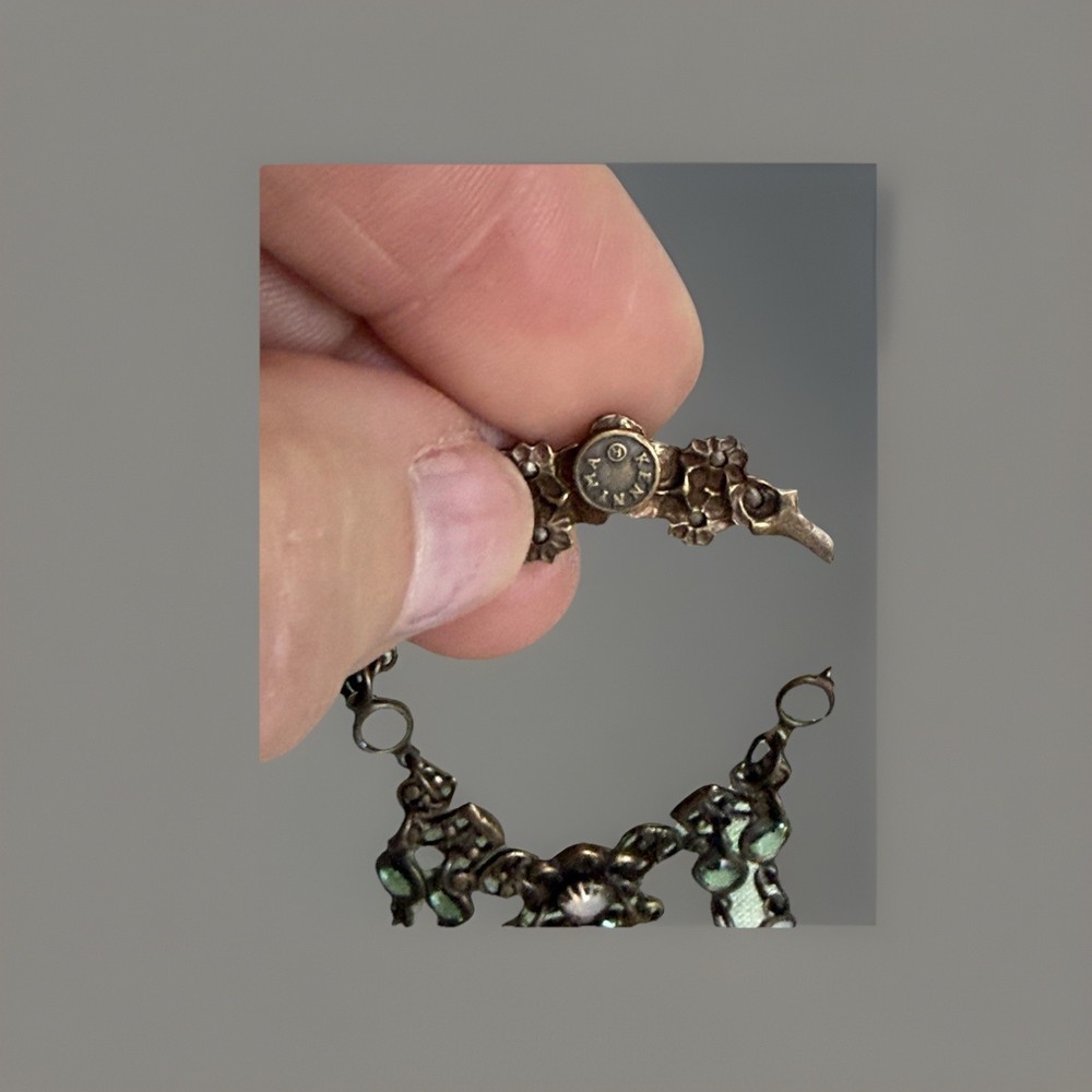 Gorgeous KENNY MA SF Copper Drop Necklace with Dainty Green And White Crystals