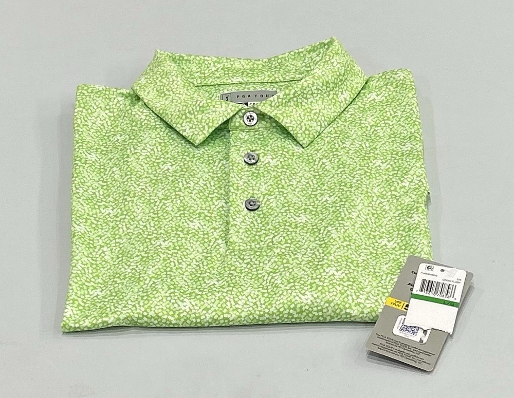 PGA Tour Men's Short-Sleeve Performance Polo Shirt, Green Flash, Size L