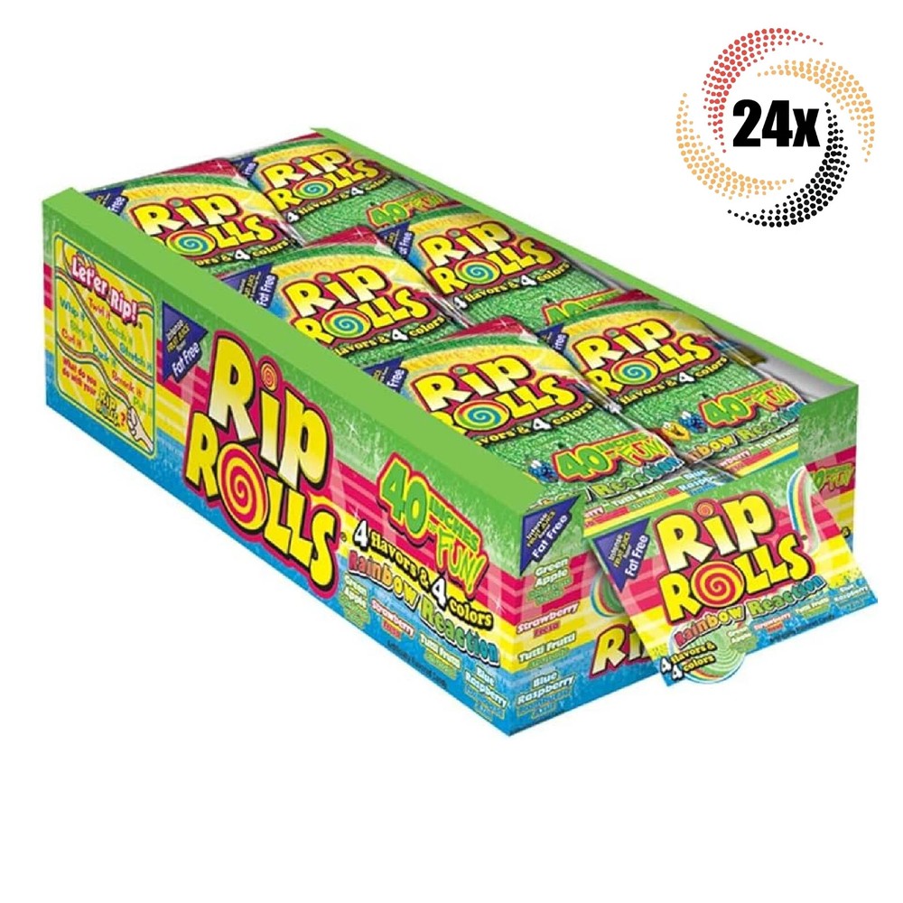 Rainbow Reaction Rip Rolls Candy 40 Inch Full Box 1.4oz Pack of 24-image