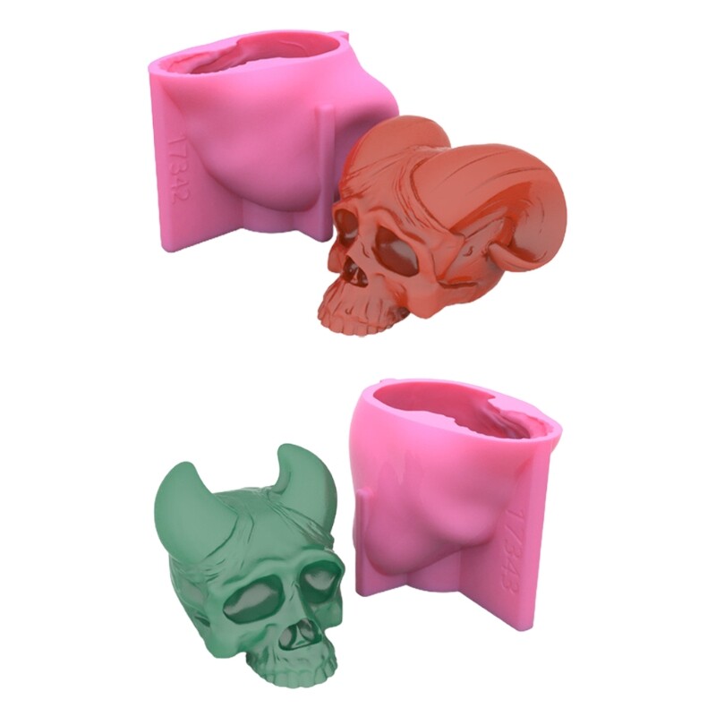 3D Devil Horns Shofar Skull Resin Mold for Jewelry Making