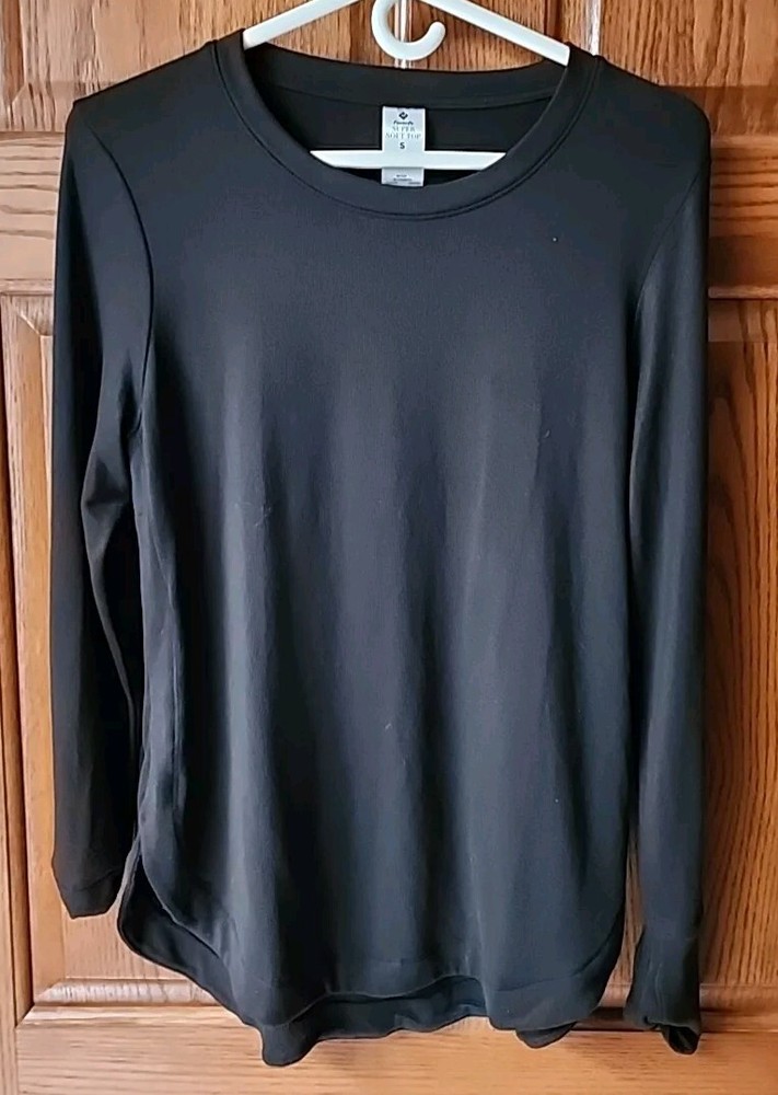 Members Mark Womens Soft Long Sleeve Black Top Size S-image