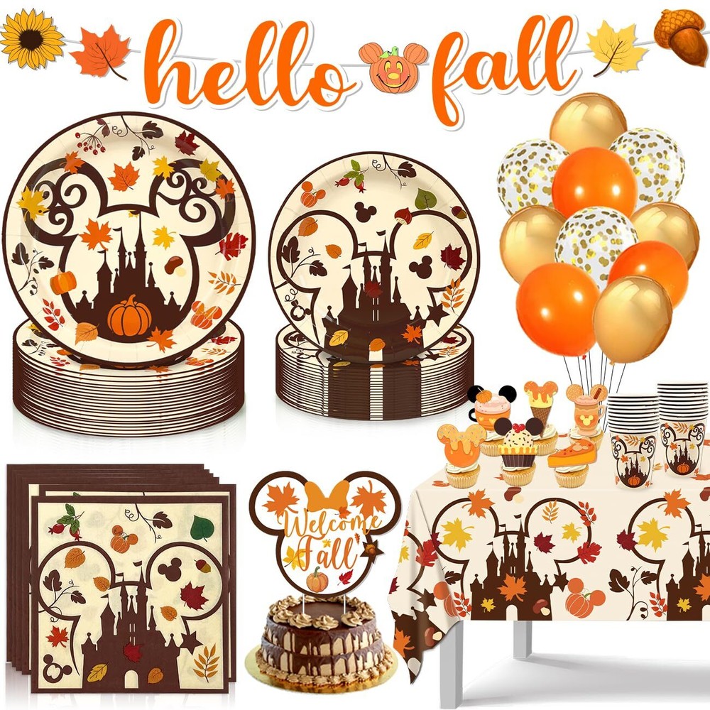 Cute Fall Thanksgiving Mouse Pumpkin Tableware Set for Party Decor
