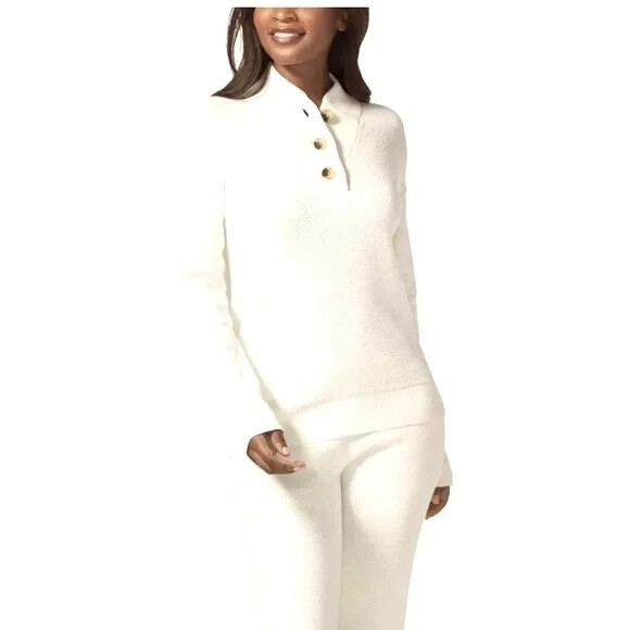 Tommy John Womens Coconut Milk XL Sweater Lounge Henley NWT