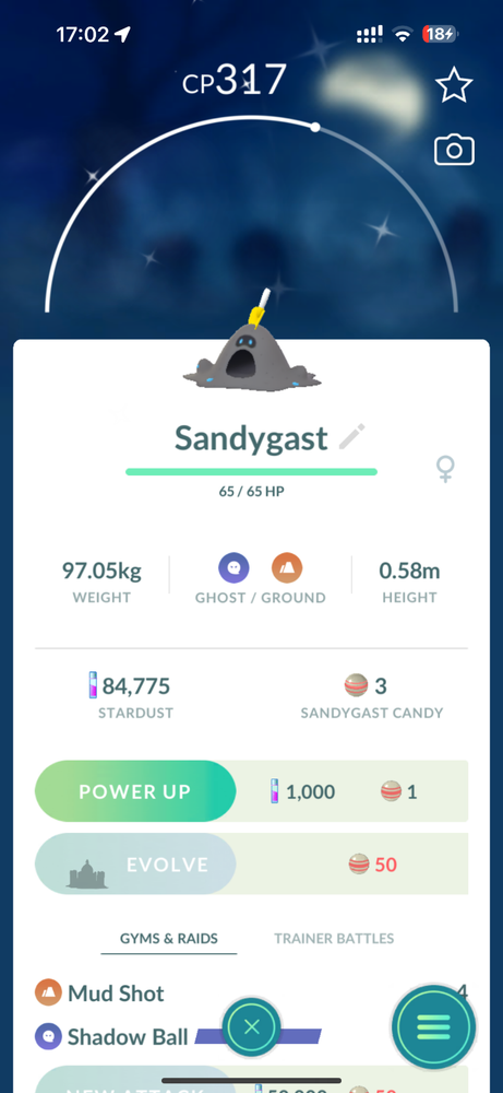 Shiny Sandygast MLNLPTC Pokemon GO Details in Description