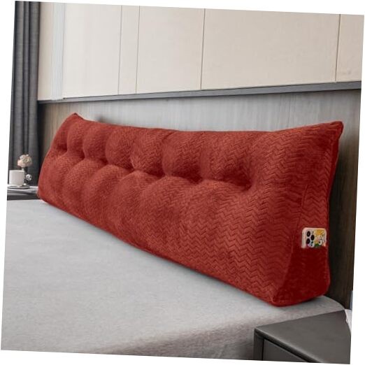 King Size Dark Pink Wedge Headboard with Large Bolster - 76x8x20 Inches