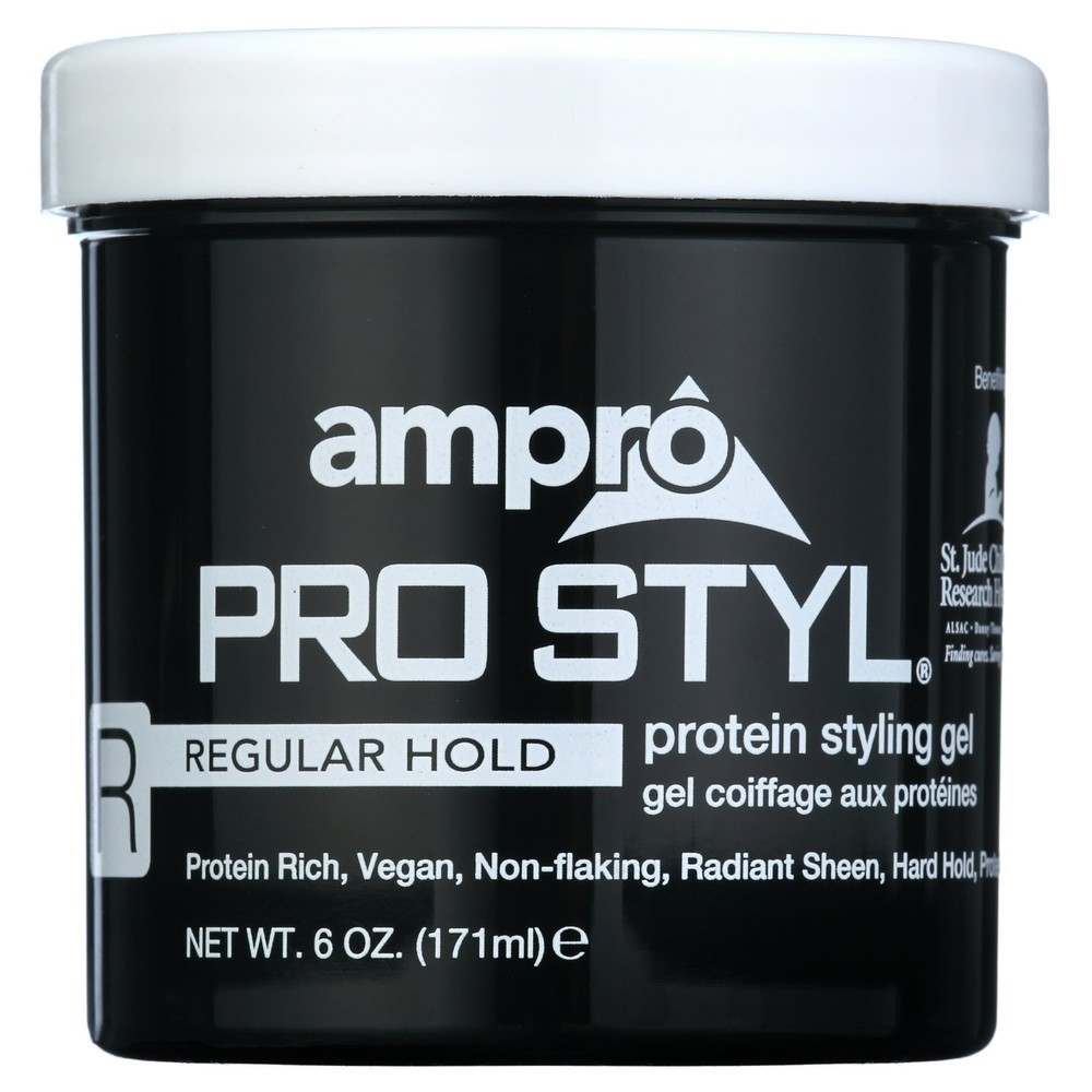 Ampro Regular Hold Protein Hair Styling Gel, Moisturizing, Unisex, 6oz (4 Pack)