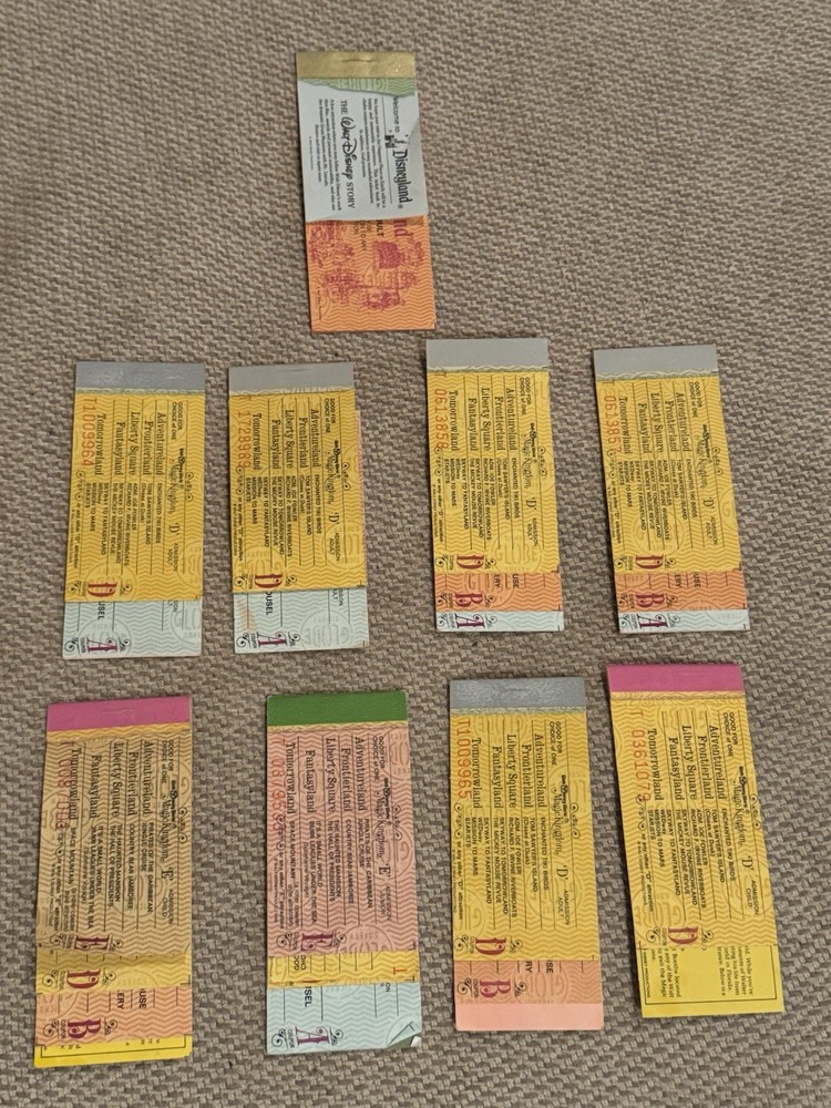 Lot of 9 Partial Ticket Coupon Booklets -  Disney World and Disneyland - 1970’s-image
