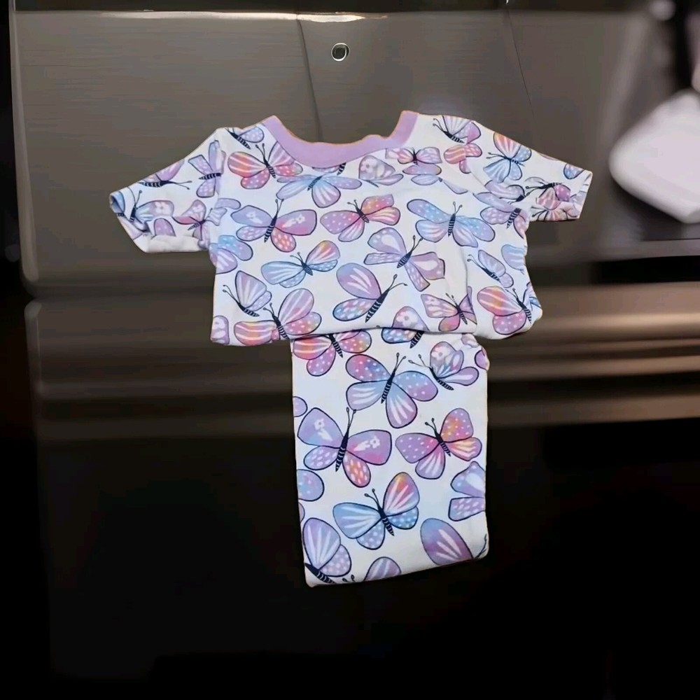 Members Mark Girls Butterfly Pajamas Size 5T Soft Comfy Sleepwear-image