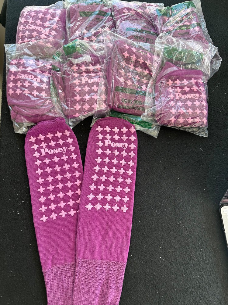 9  Posey 6239LP Non Slip Sock Anti Skid Hospital Socks, Double Side Grip, Large