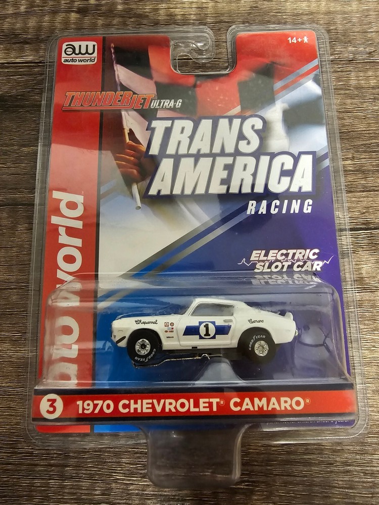 Autoworld HO Slot Car New Trans America 1970 Chevrolet Camaro White #1