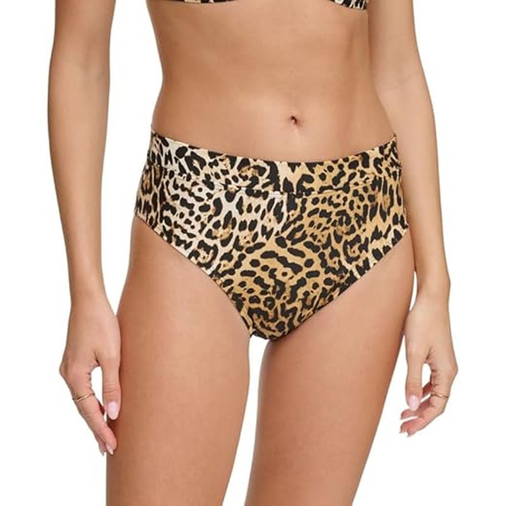 DKNY Women Animal Print High Waist Tummy Control Swim Bikini Bottoms Size XL