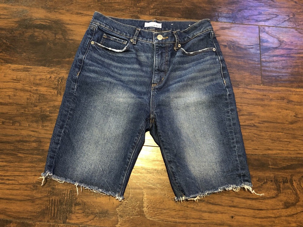 Women’s Loft Denim Blue Bermuda Jean Shorts Size 25/0